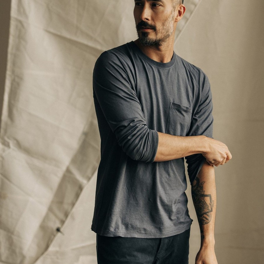 Shirts & Sweaters Taylor Stitch | The Cotton Hemp Long Sleeve Tee In Charcoal