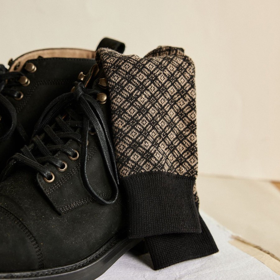 Boots & Accessories Taylor Stitch | The Crew Sock In Coal Jacquard