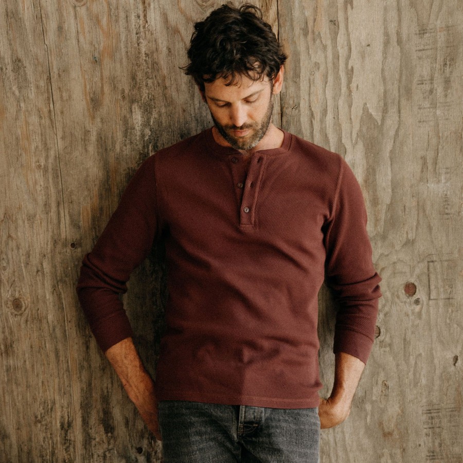 Shirts & Sweaters Taylor Stitch | The Organic Cotton Waffle Henley In Burgundy