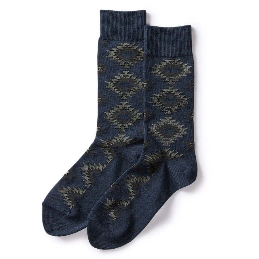 Boots & Accessories Taylor Stitch | The Crew Sock In Navy Kilim