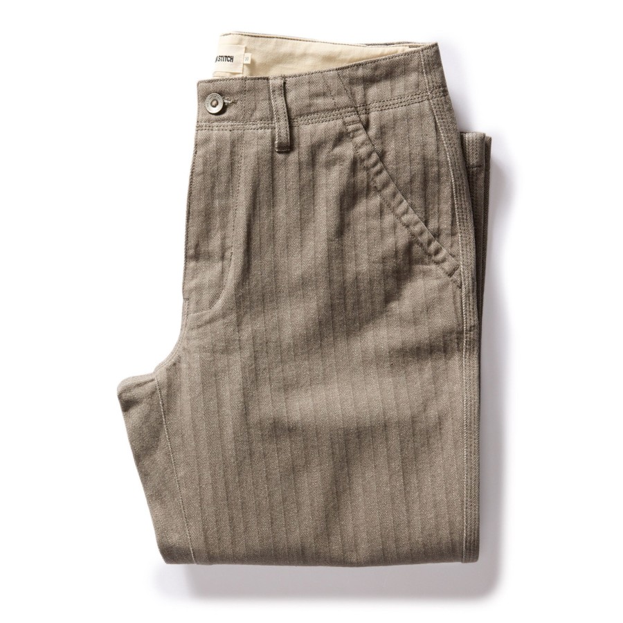 Bottoms Taylor Stitch | The Morse Pant In Smoked Olive Herringbone Twill