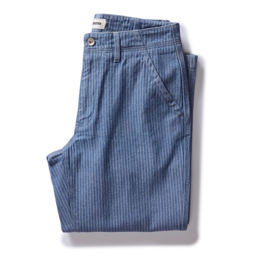 Bottoms Taylor Stitch | The Morse Pant In Bleached Indigo Herringbone